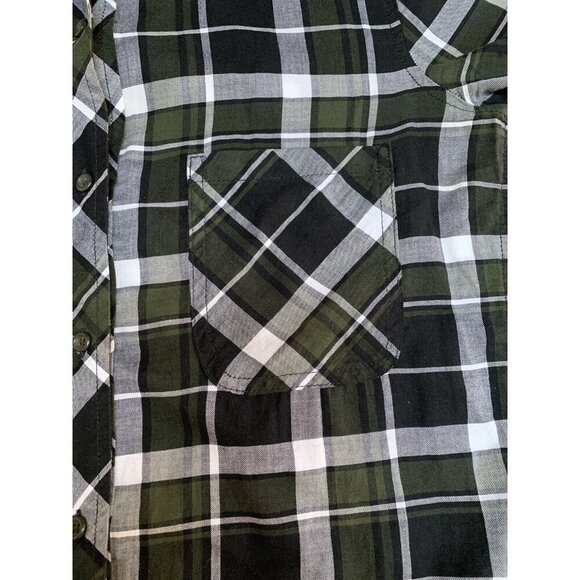 Athleta Womens Plaid Black Green Shirt Long Sleeve Top Blouse XS X-Small - Picture 4 of 10